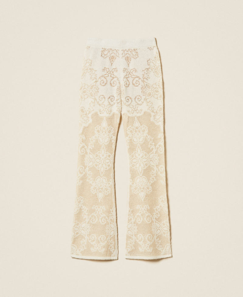 Pantal&oacute;n de punto de alpaca mixta de jacquard  Beige "Parchment" Mujer 262TP3343_07222_S0