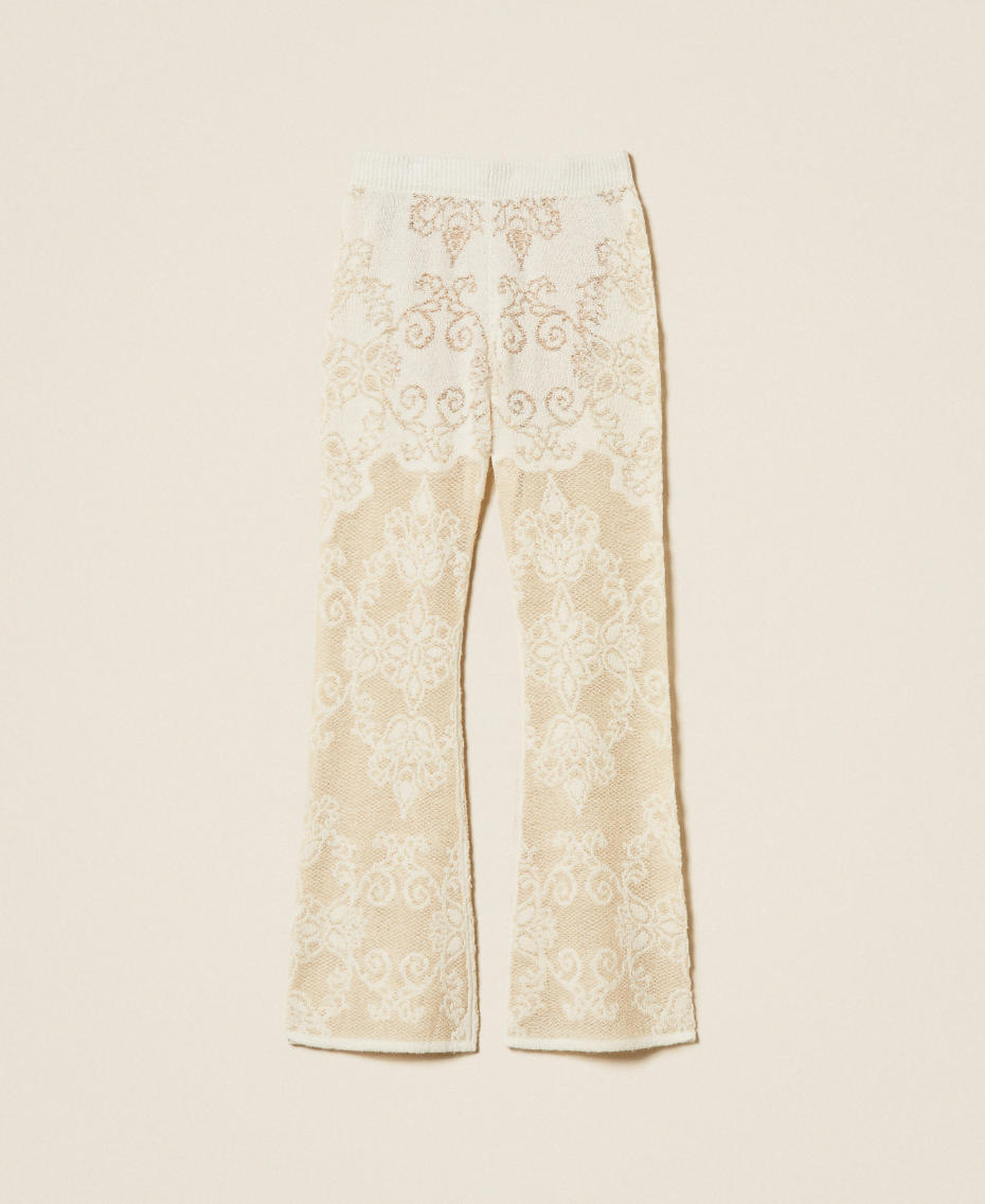 Pantal&oacute;n de punto de alpaca mixta de jacquard  Beige "Parchment" Mujer 262TP3343_07222_S0