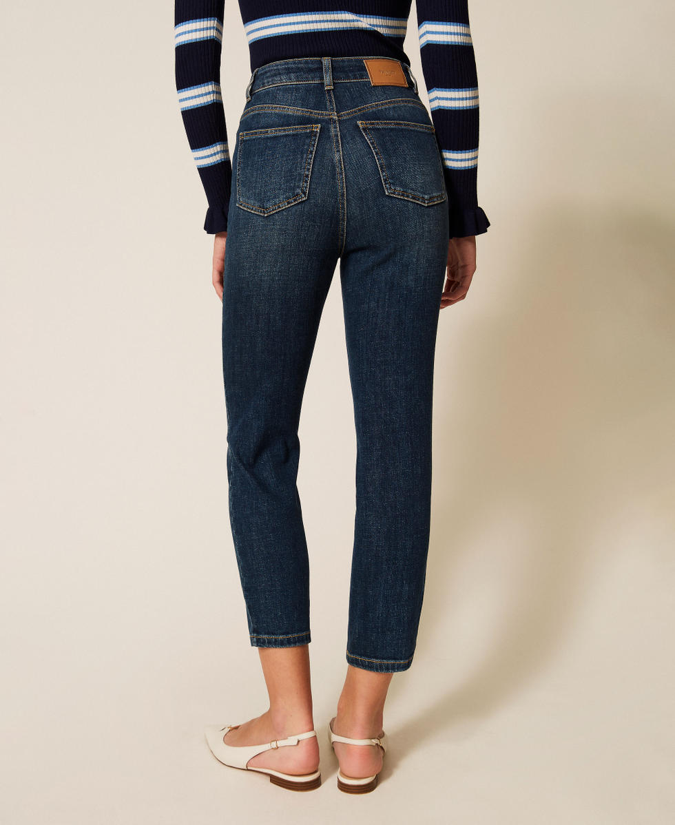 Jean cropped cinq poches Bleu "Denim Moyen" Femme 261TP2690_01611_03