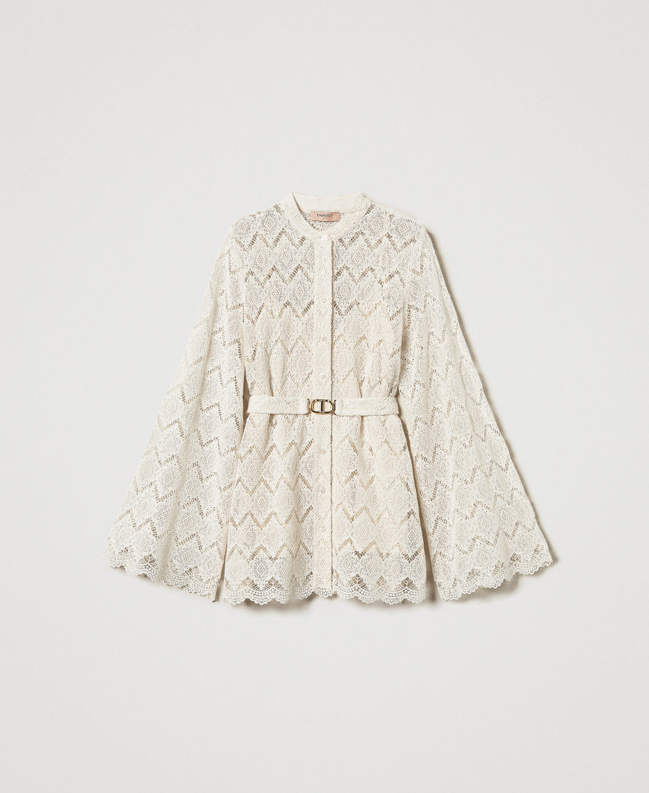 Maxi camicia in pizzo macramè