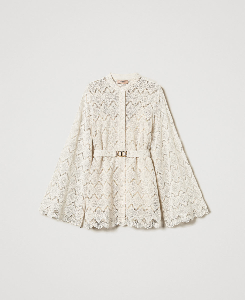 【予約中！】 Beige Woman, shirt lace macramé Maxi | Milano TWINSET トップス