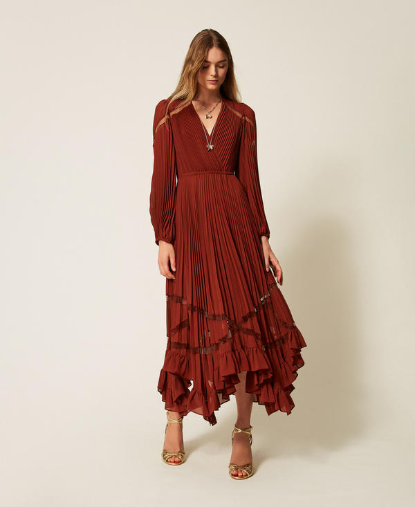 Long pleated georgette dress