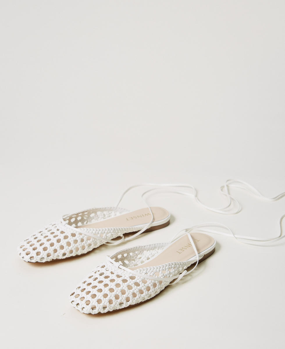 Mesh ballet flats with a woven upper Sugar White Woman 251LMT014_00632_02