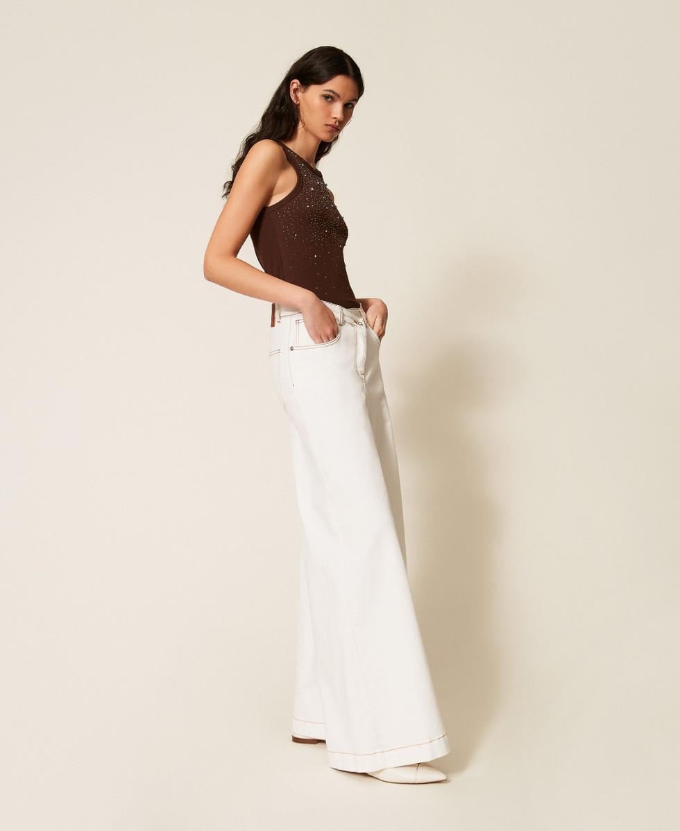 Organic cotton bull wide leg trousers Milk Woman 261AP2384_12577_02