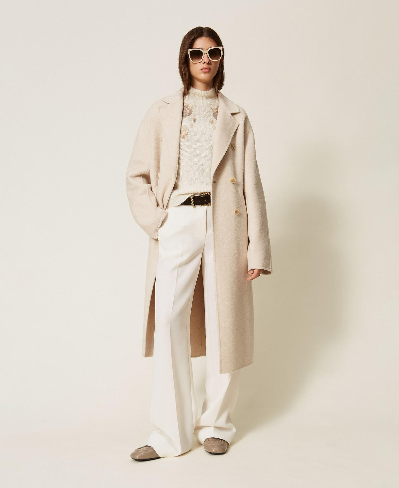 Manteau en drap de laine mélangée
