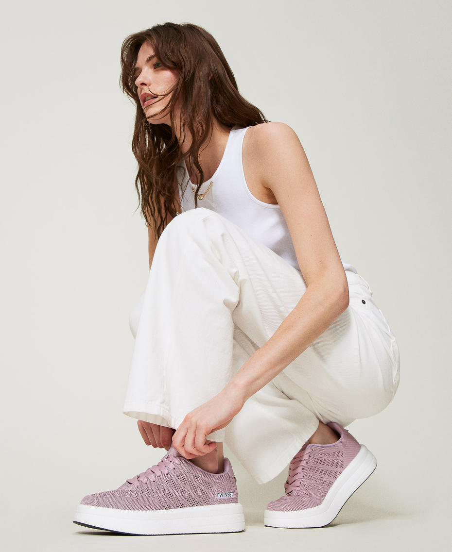Fessura openwork trainers with logo Ice Flower Pink Woman 251TGT010_00675_0T