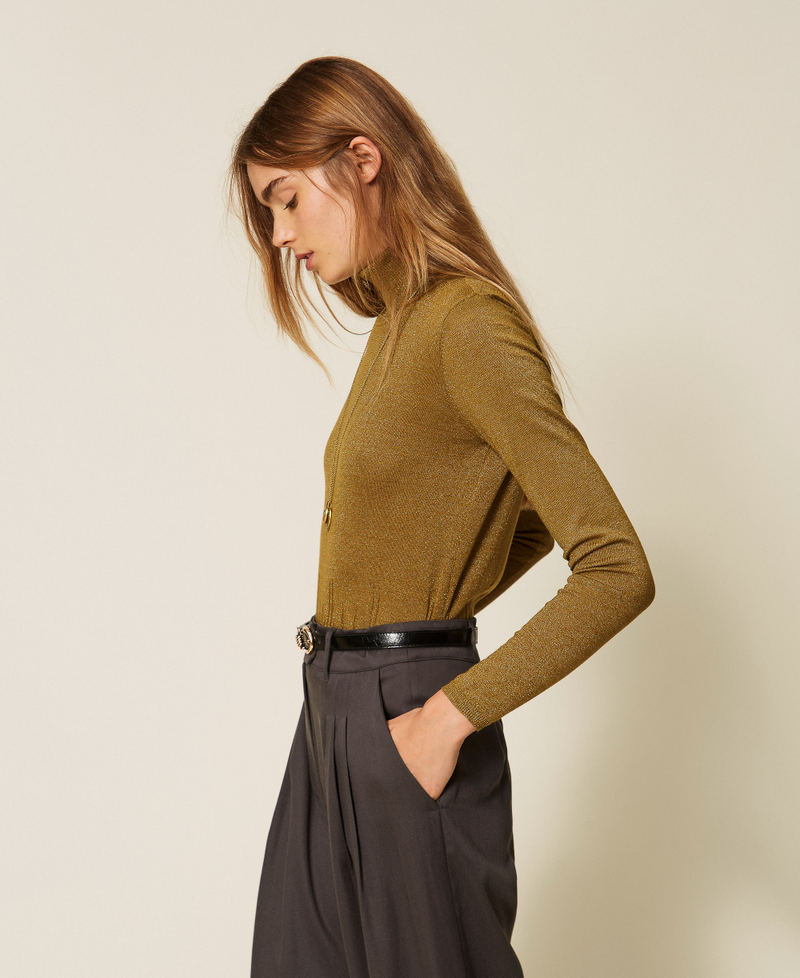 Turtleneck jumper with lurex Shiny Oil Lurex Woman 262LI3RCC_13919_02