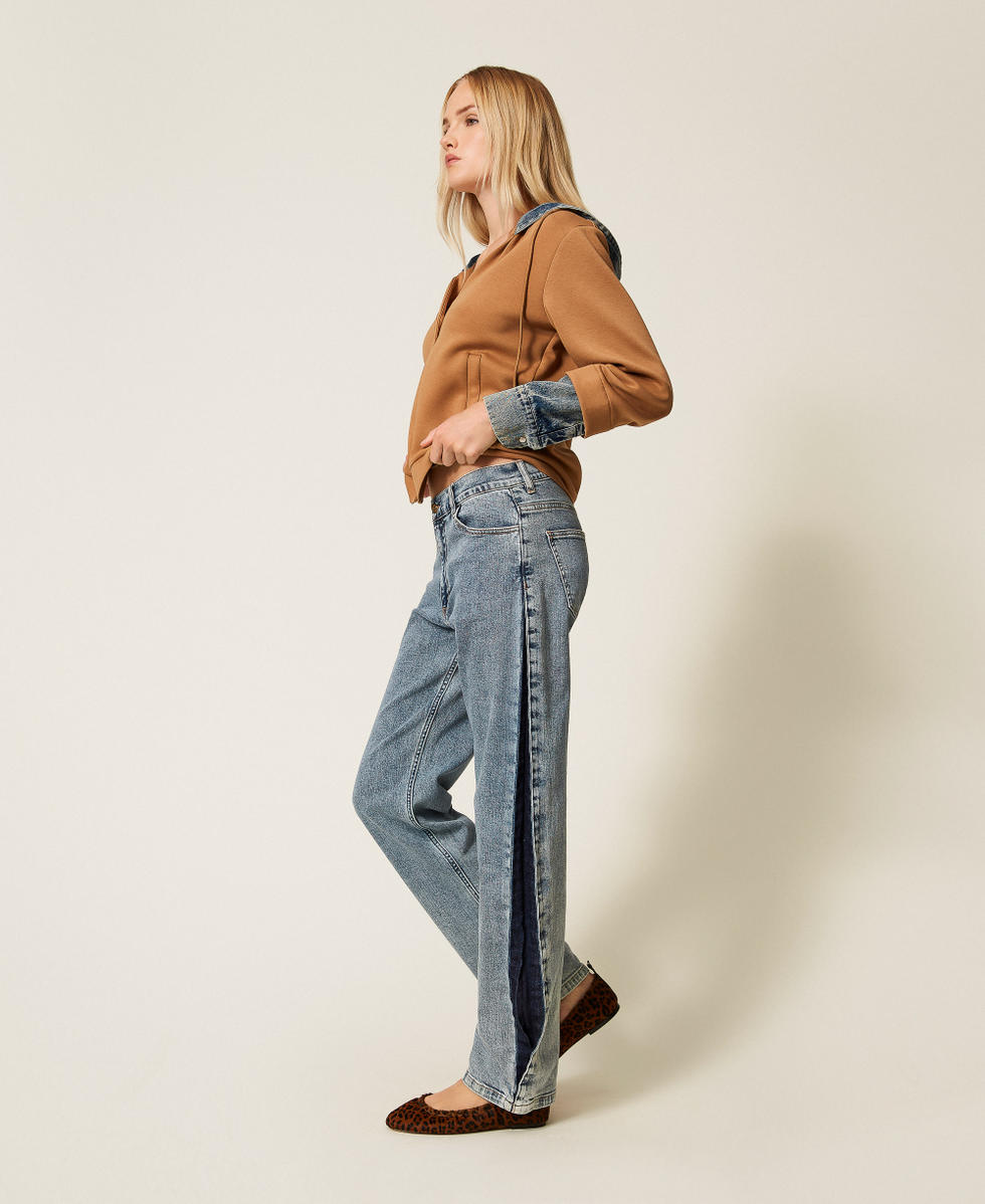 Two-tone five-pocket jeans Two tone Light/Dark Denim Woman 252LI2HBB_12680_03