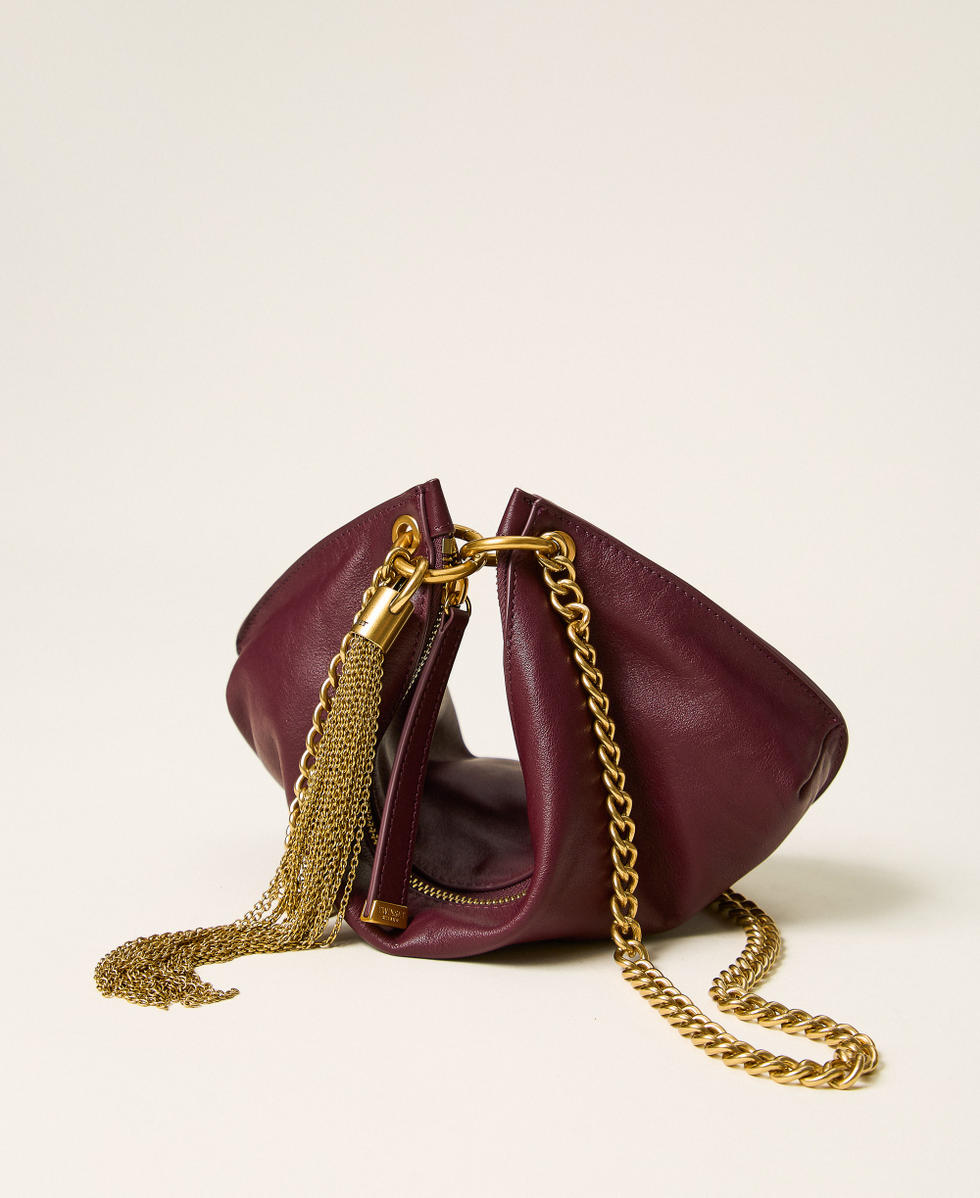 Borsa hobo in pelle con nappa Bordeaux Donna 262TD8250_00020_02