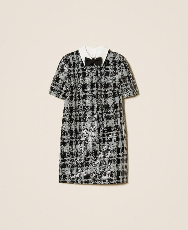 Short sequin dress with check pattern