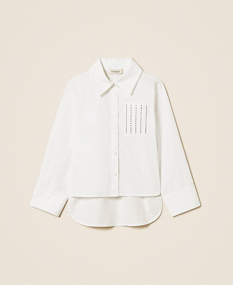 Hemdbluse aus Popeline mit Nieten Mattwei&szlig; M&auml;dchen 261GJ2018_00526_S0