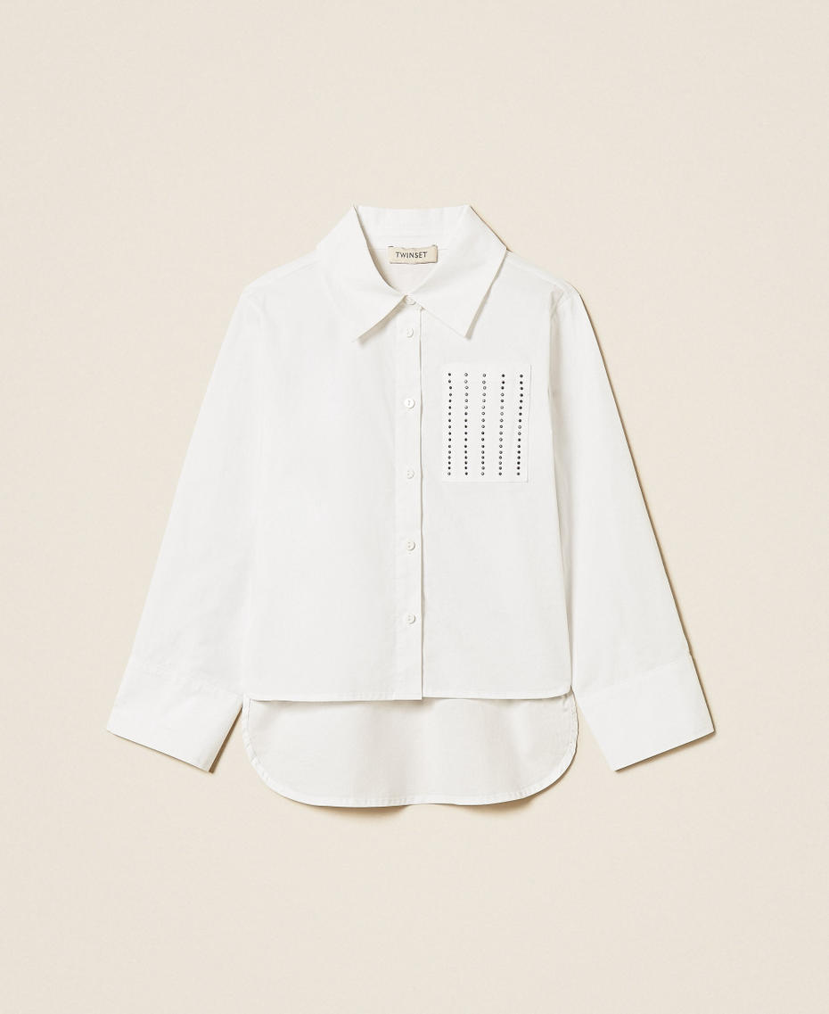 Hemdbluse aus Popeline mit Nieten Mattwei&szlig; M&auml;dchen 261GJ2018_00526_S0
