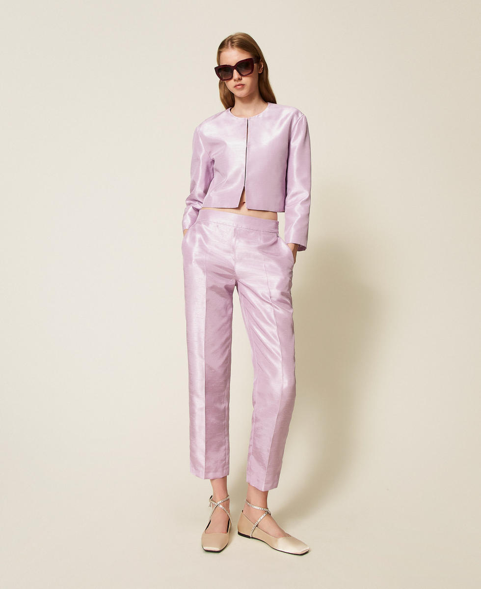 Hose aus Shantung &bdquo;Fair Orchid&ldquo;-Violett Frau 252AP2183_12560_01