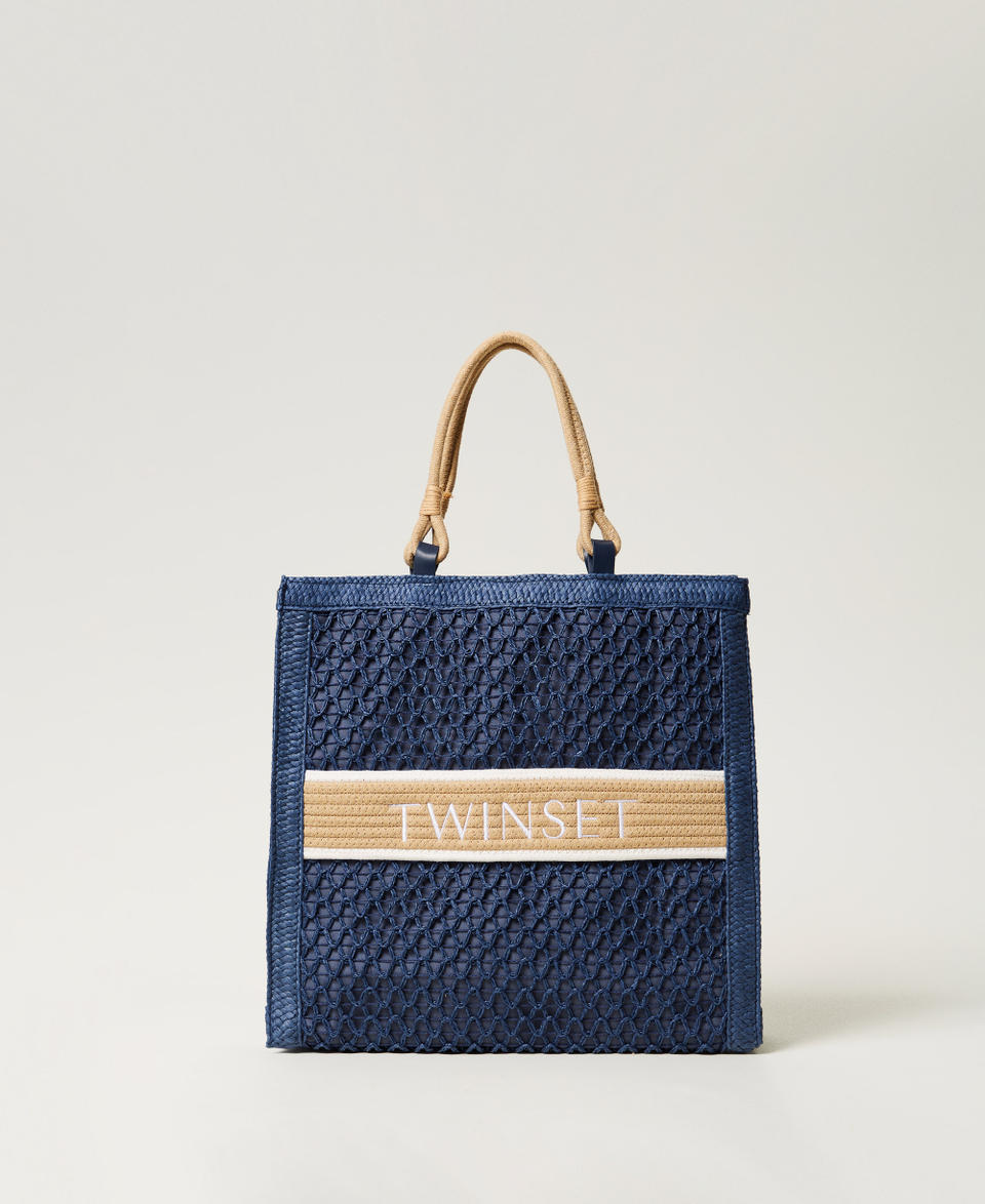 Woven straw shopper Classic Blue Woman 251LM8AHH_11956_01