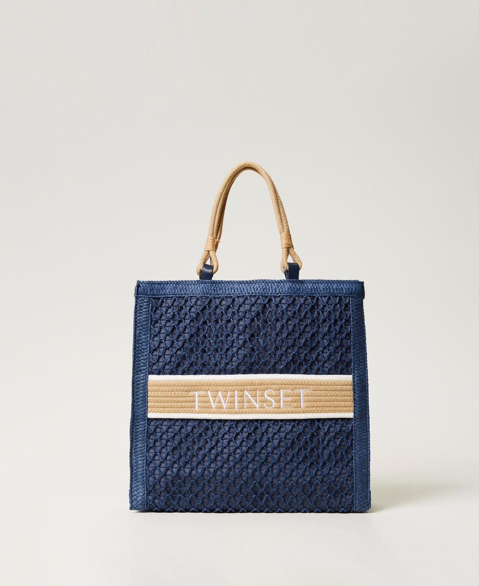Woven straw shopper Classic Blue Woman 251LM8AHH_11956_01