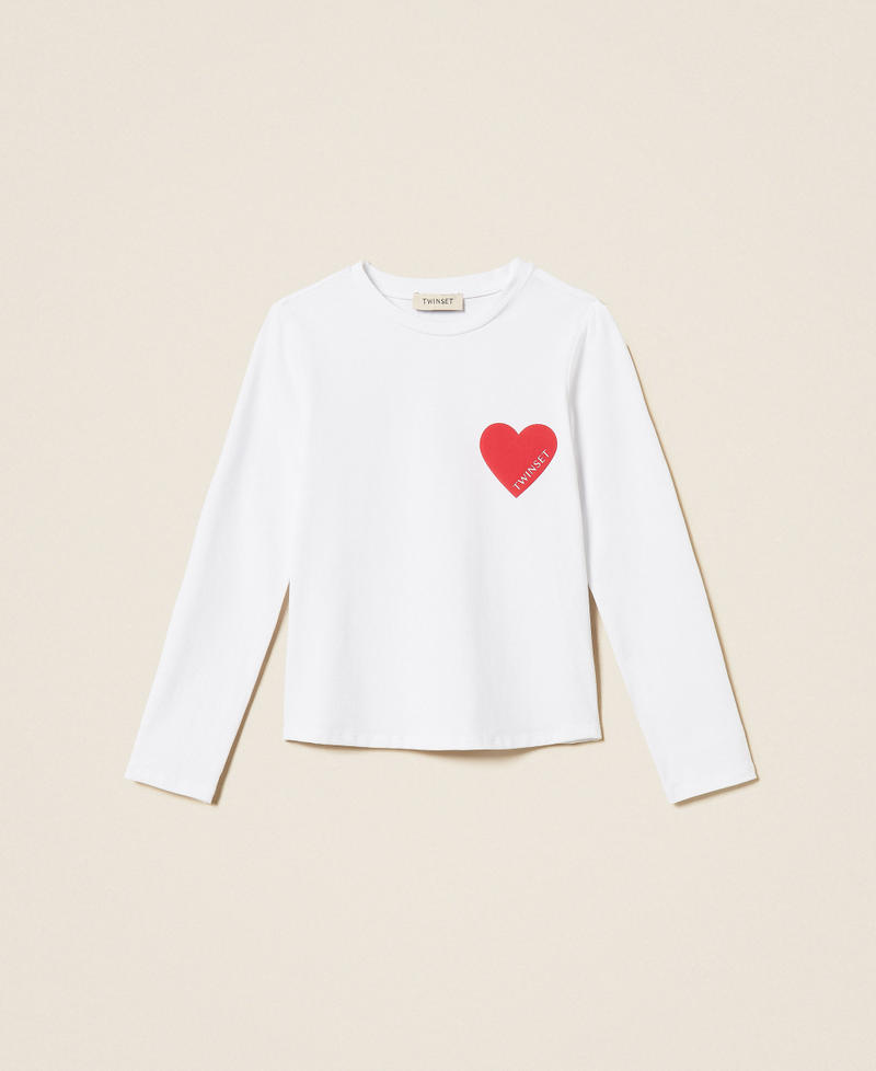 T-shirt regular con cuore Off White Cuore Magenta Bambina 262GJ2291_14008_S0