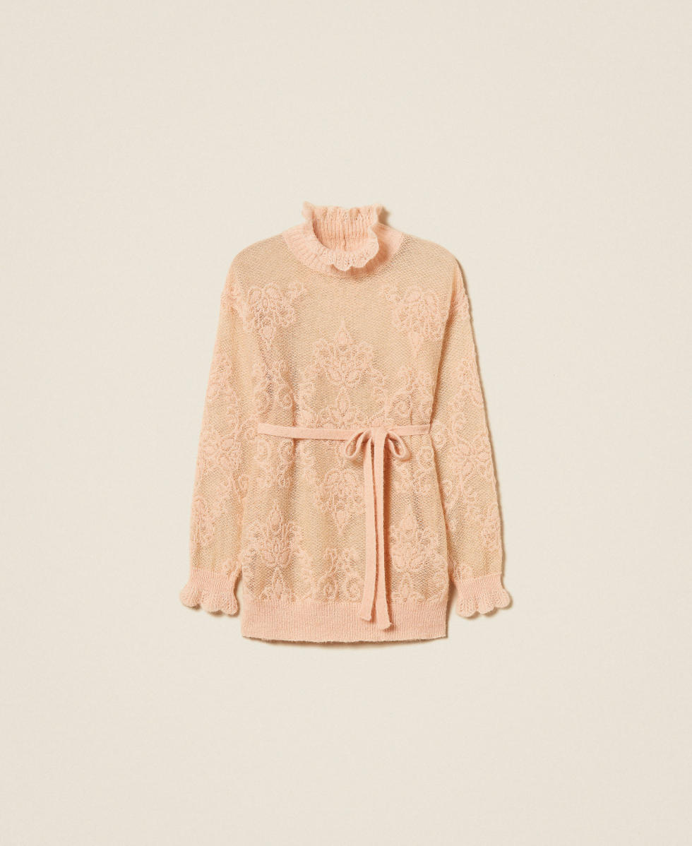 Maxijersey de mezcla de alpaca de jacquard Rosa &laquo;Peachy Keen&raquo; Mujer 262TP3342_11947_S0