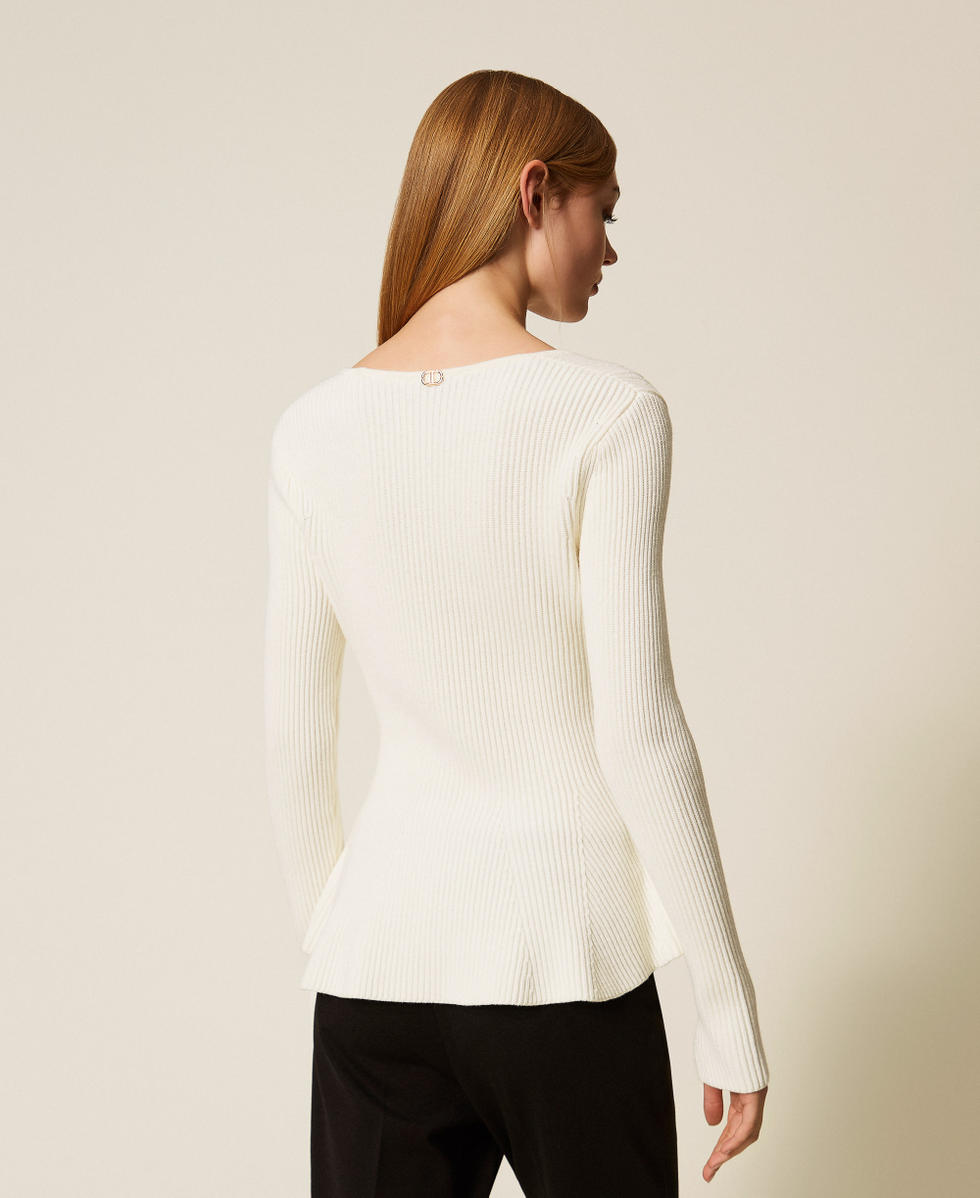 Fitted ribbed jumper White Snow Woman 252TT3141_00282_03