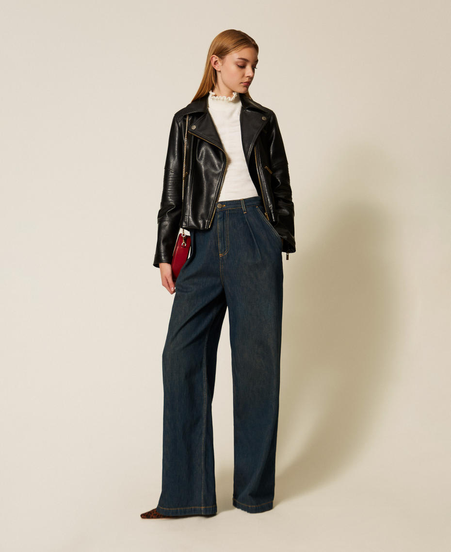 Stehkragenpullover mit Kr&auml;uselung Wei&szlig; Schnee Frau 252TT3151_00282_T0