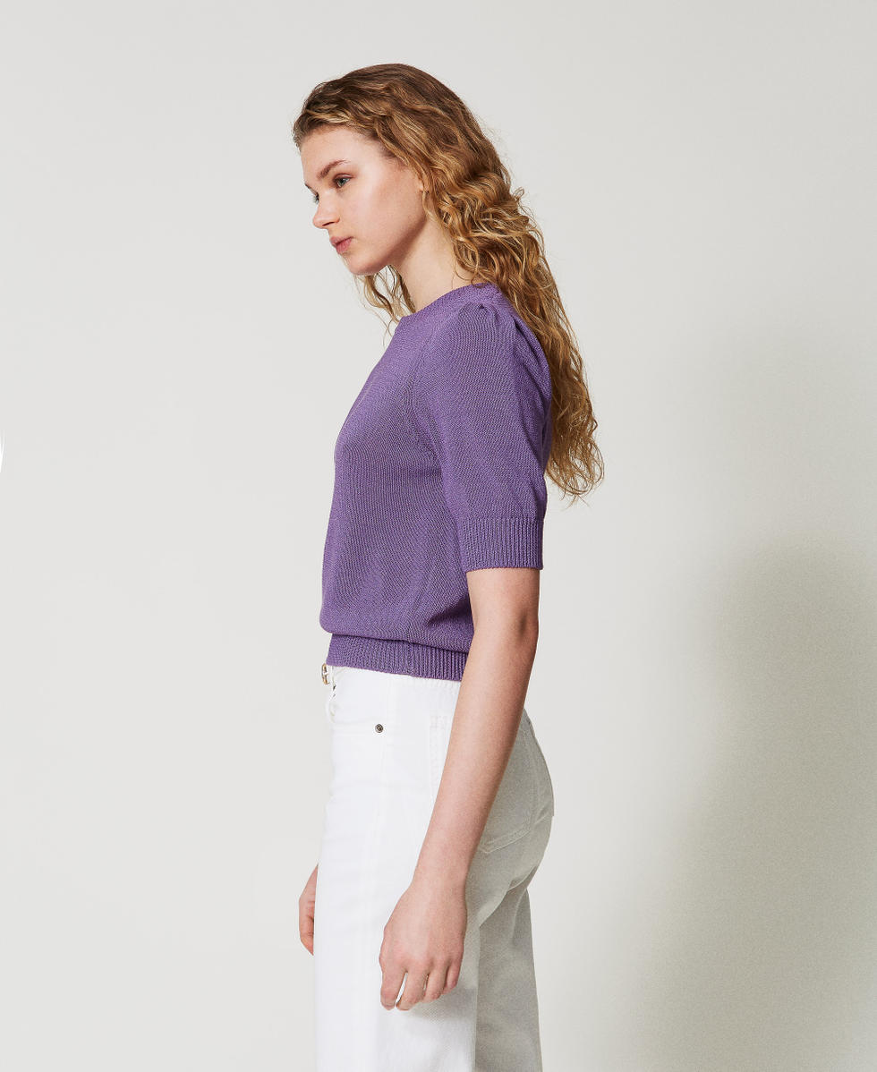 Pull avec manches fronc&eacute;es Cold Lavander Femme 251TT3153_11948_02