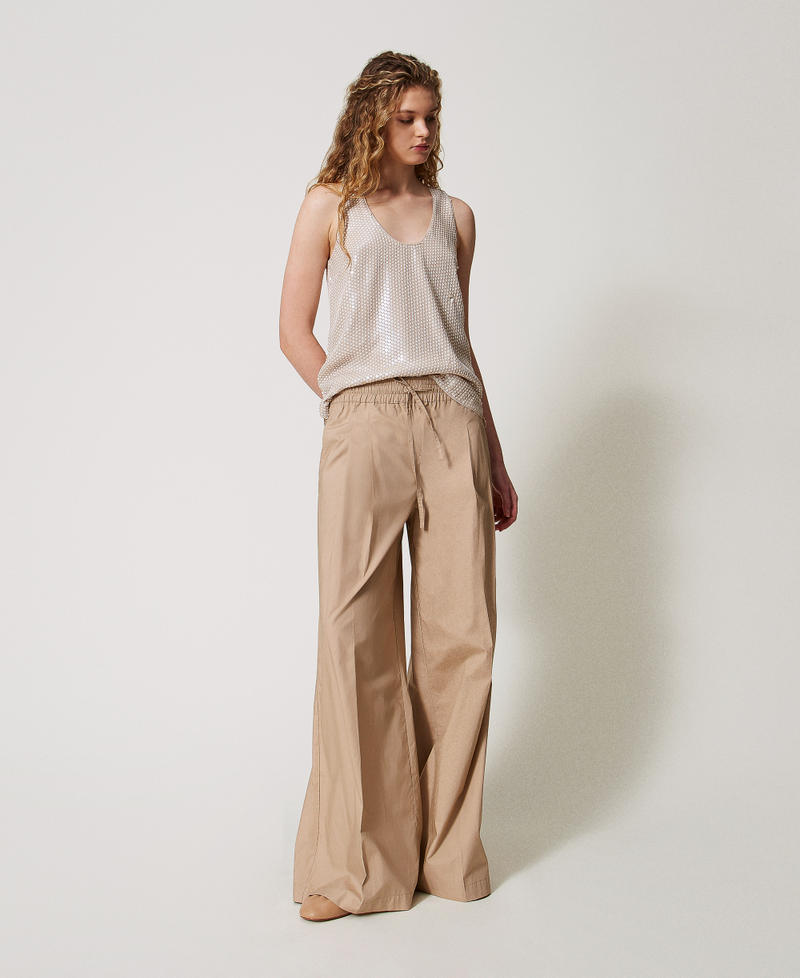 Poplin palazzo trousers Rope Beige Woman 251TT2120_12145_02