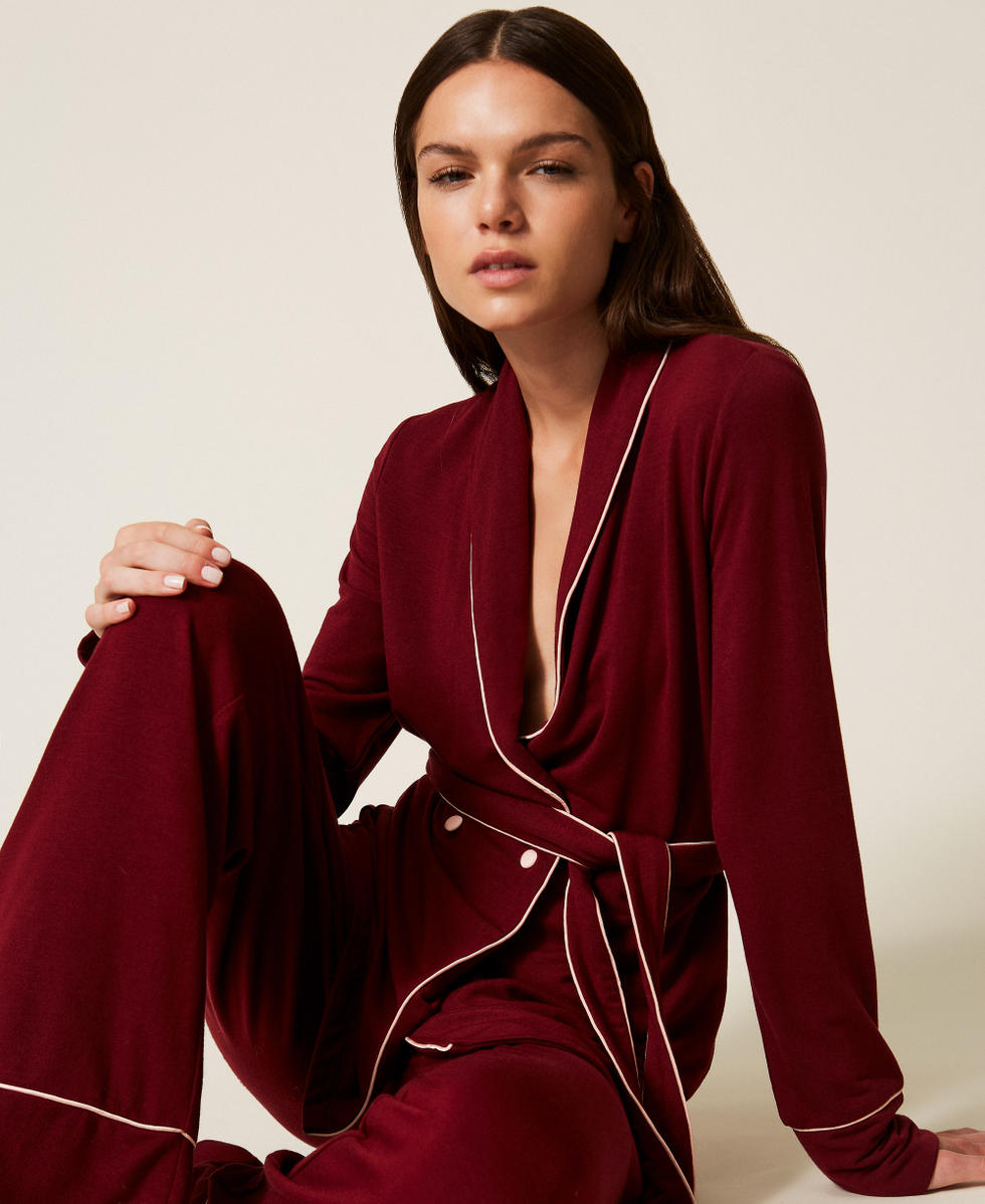 Pyjama masculin avec ceinture Bicolore Rouge &laquo;&nbsp;Red Wine&nbsp;&raquo;/Rose &laquo;&nbsp;Pink Dust&nbsp;&raquo; Femme 252LL2FAA_12861_PD