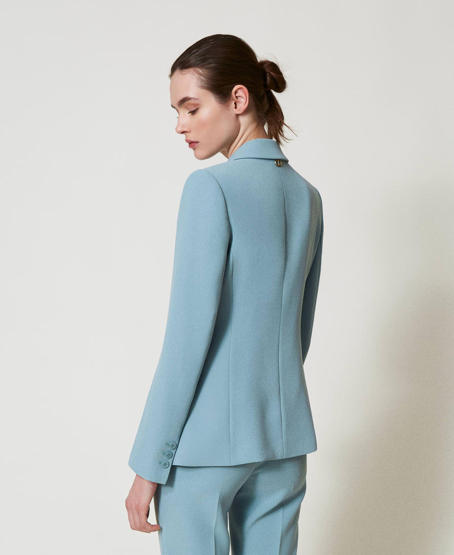 Fluid crêpe blazer Dusty Blue Woman 251TP2100_00485_03
