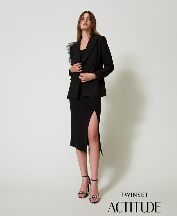 Giacca blazer con volant in tulle