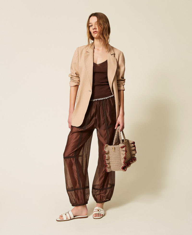 Top mit Volant Coffee Liqueur Frau 261TF3011_12110_T0