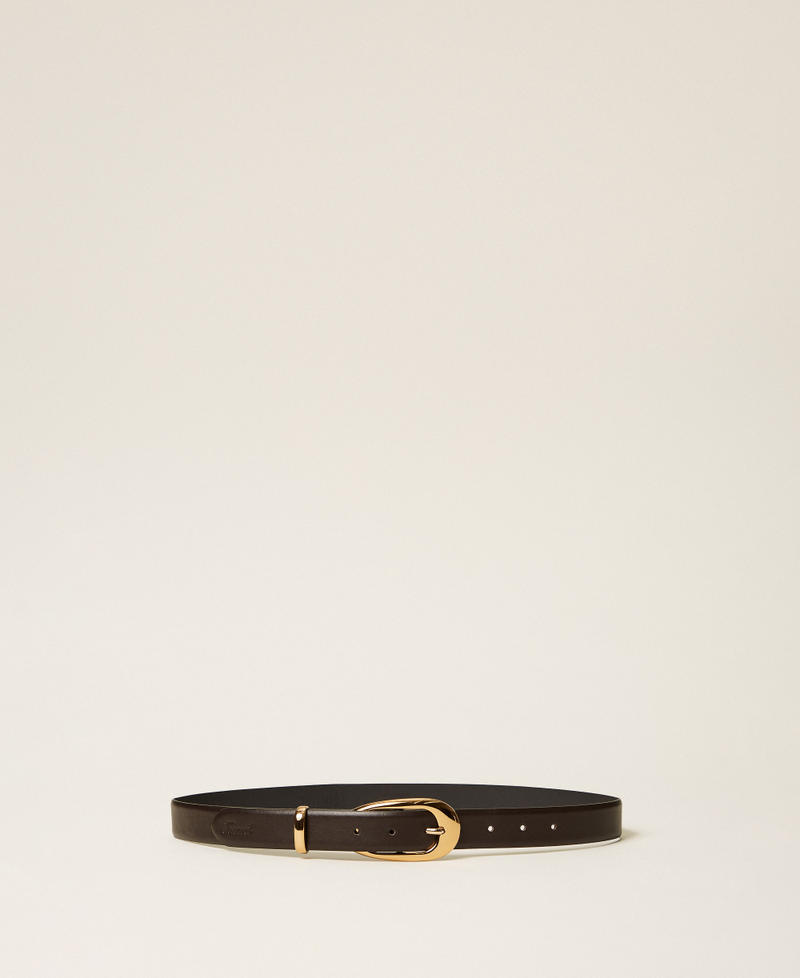 Leather belt with oval buckle Darkness Brown Woman 262TA4540_13411_01