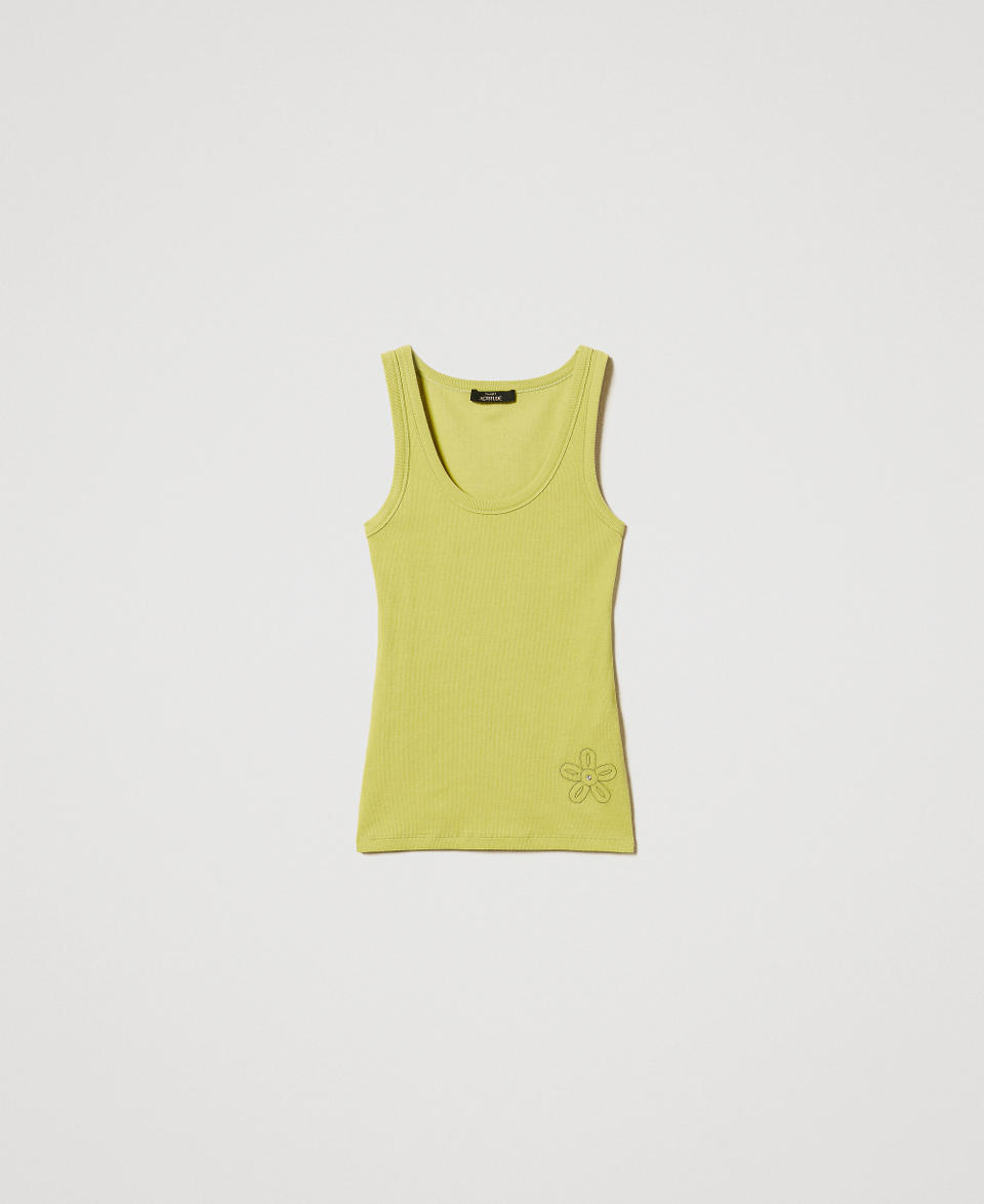 Ribbed top with rhinestones Citronelle Woman 251AP2431_00910_S0