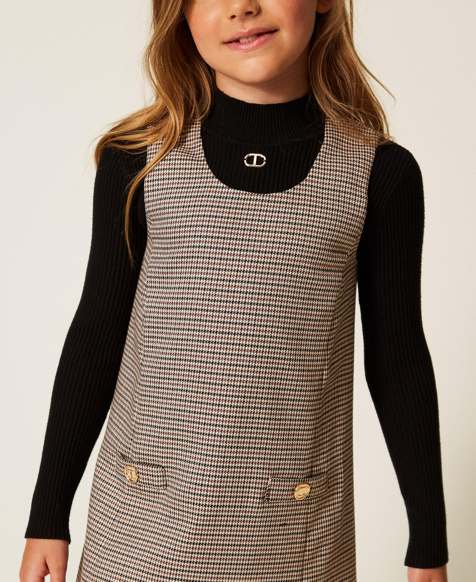 Houndstooth short dress Camel Houndstooth Girl 252GJ2100_12717_04