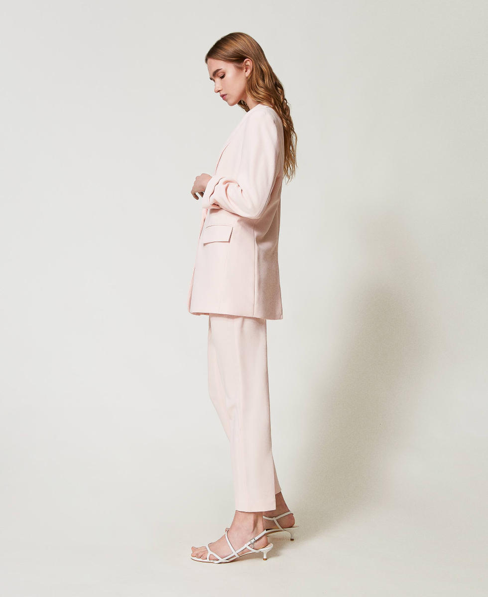 Zigarettenhose aus Krepp-Pikee Tender Pink Rosa Frau 251AP2338_00619_01