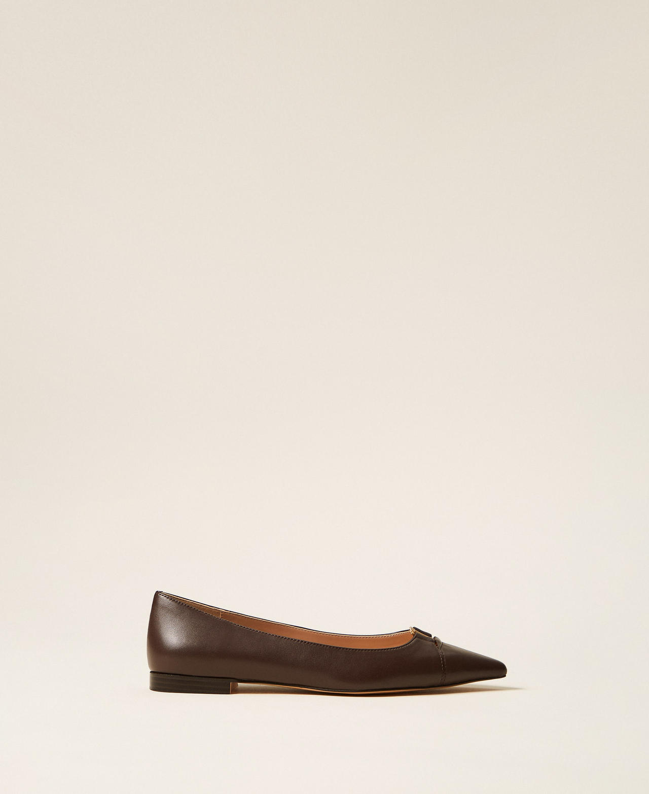 Leather ballerina flats with logo