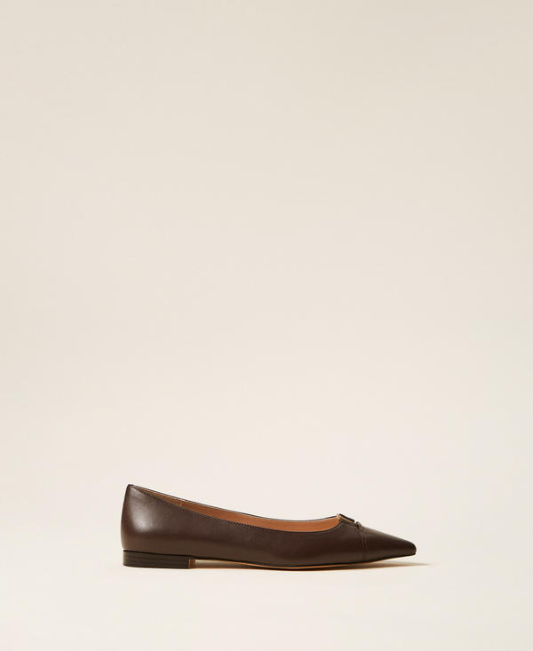 Ballerines en cuir avec logo