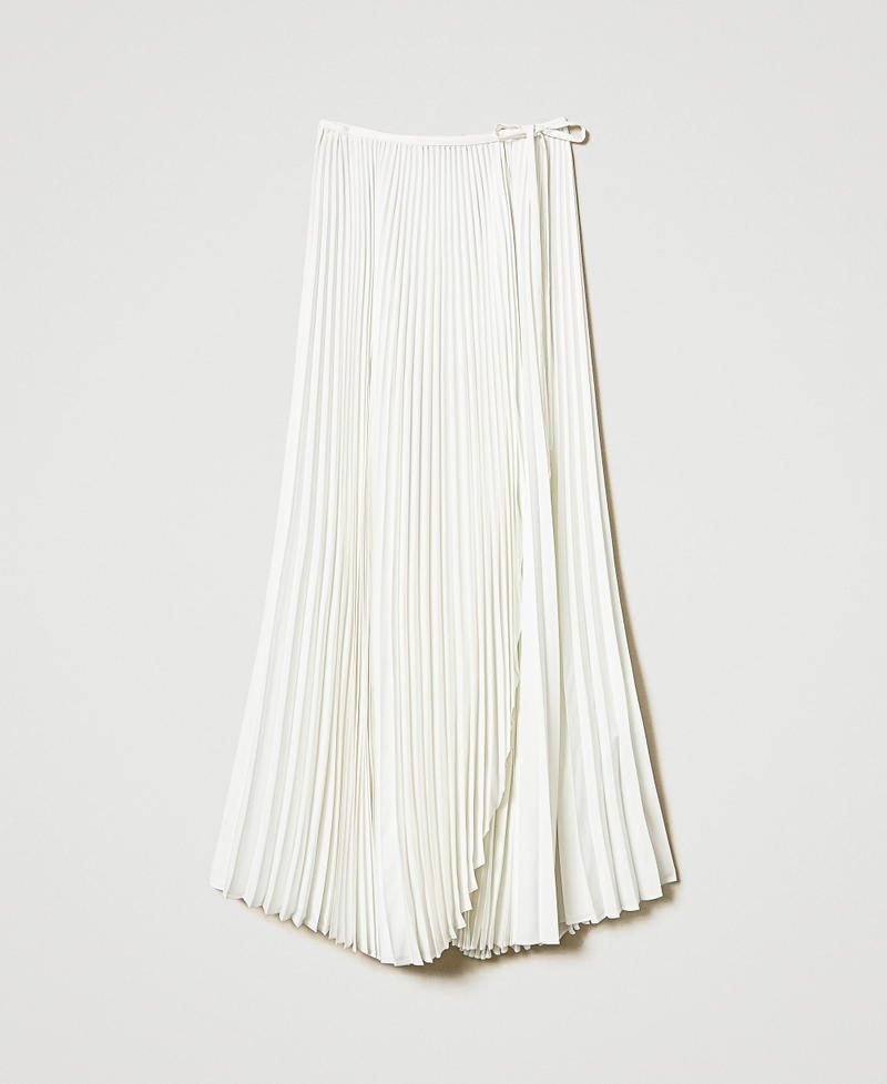 Pleated crêpe de Chine long skirt Mother Of Pearl Woman 251TP2424_00059_S0