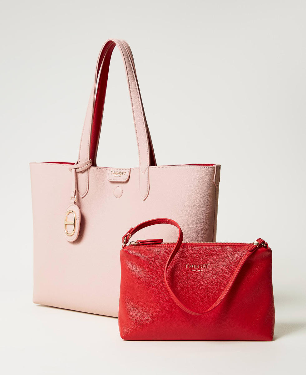 &lsquo;Everywhere&lsquo; reversible shopper bag Two-tone Parisienne Pink/Red Woman 251TB7300_12241_02