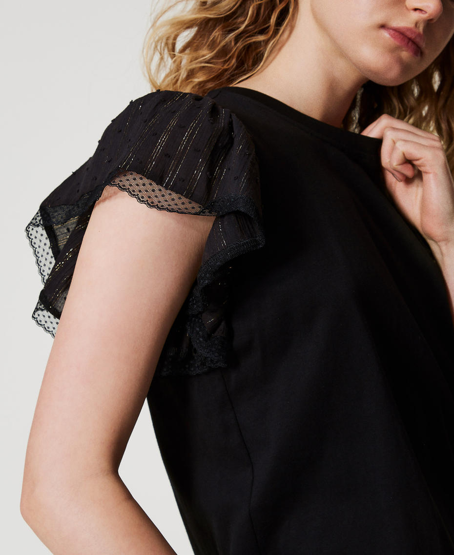 T-shirt with fil coup&eacute; sleeves Black Woman 251TT2370_00006_04