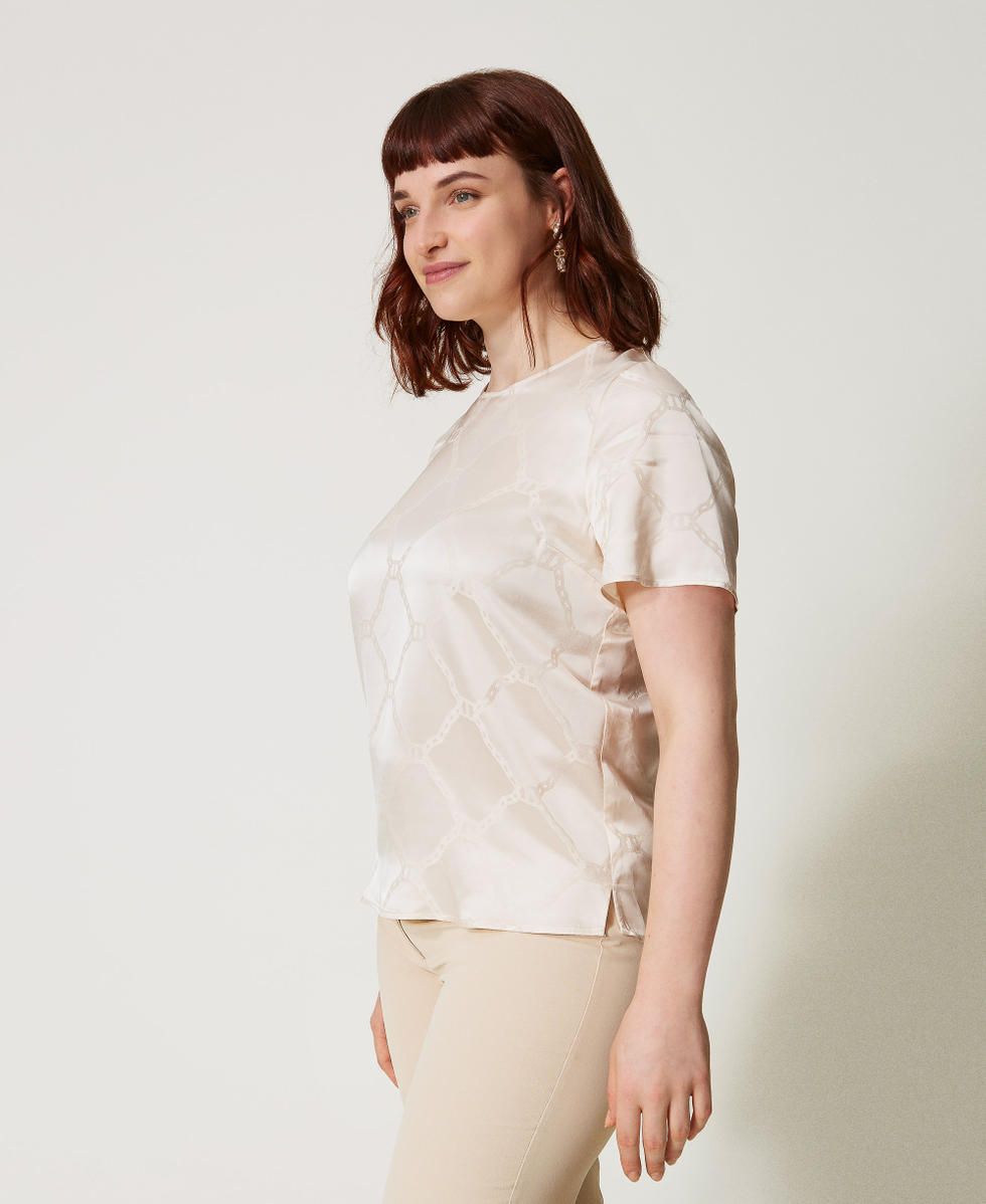 Blusa con Oval T jacquard Bianco "Old White" Donna 251TP2012_11748_02