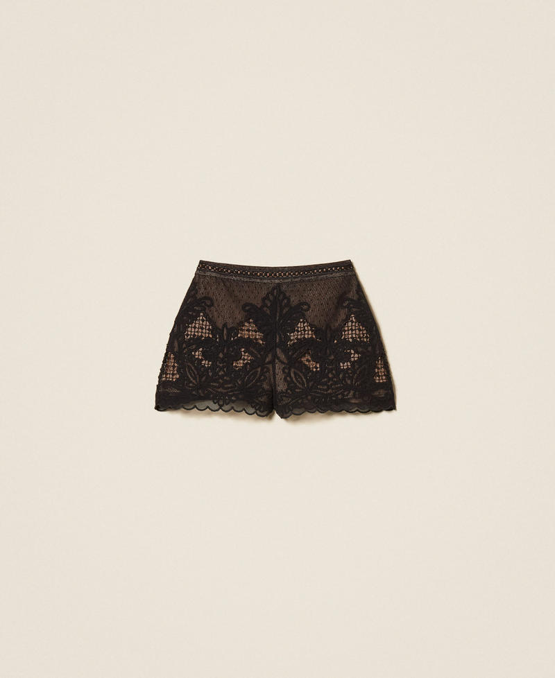 Mesh shorts with embroidery Black Woman 261TQ2011_00006_S0