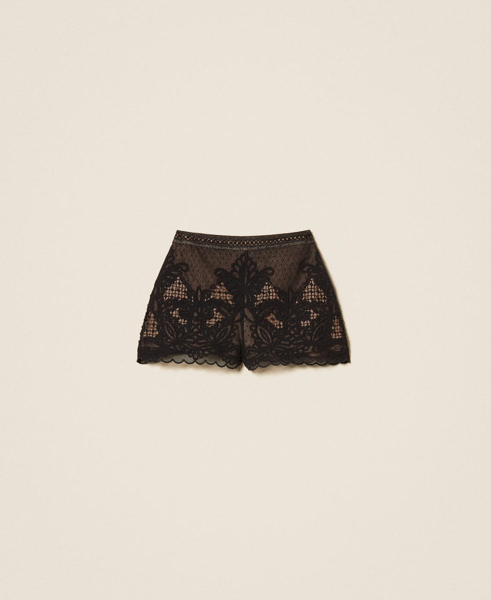 Mesh shorts with embroidery