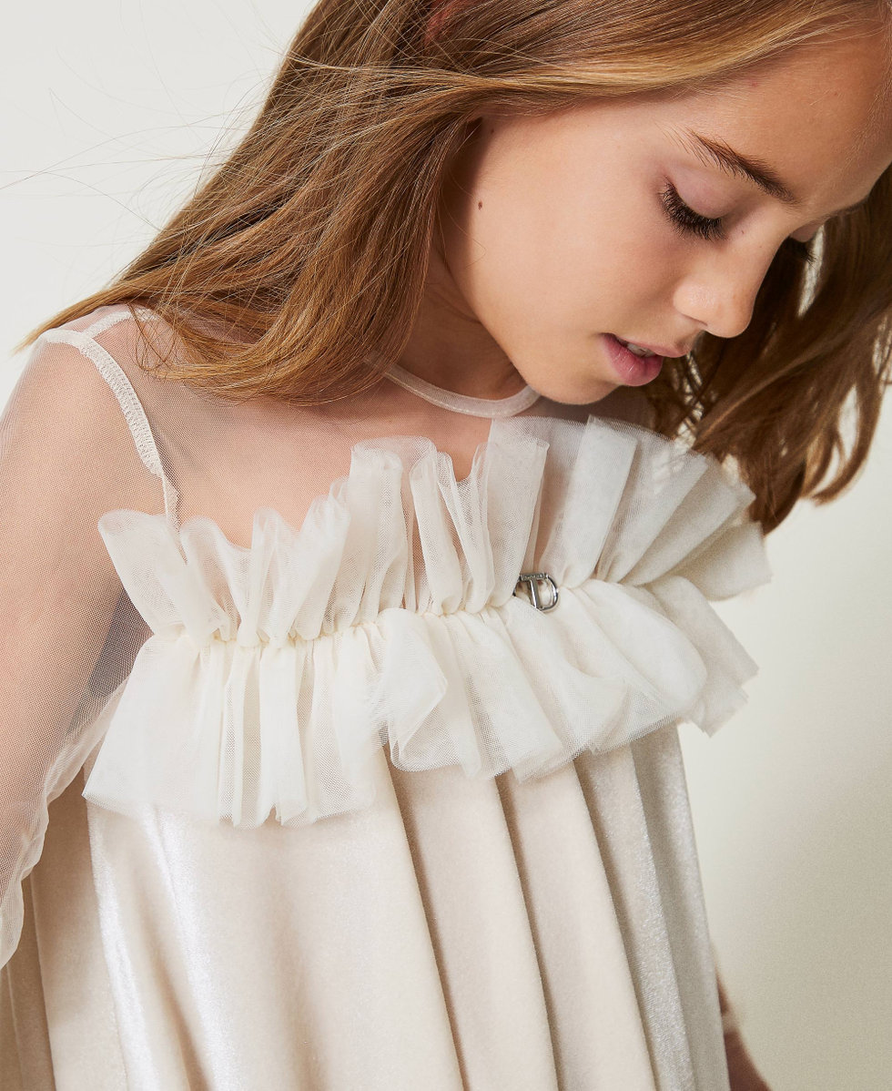 Chenille and tulle short dress