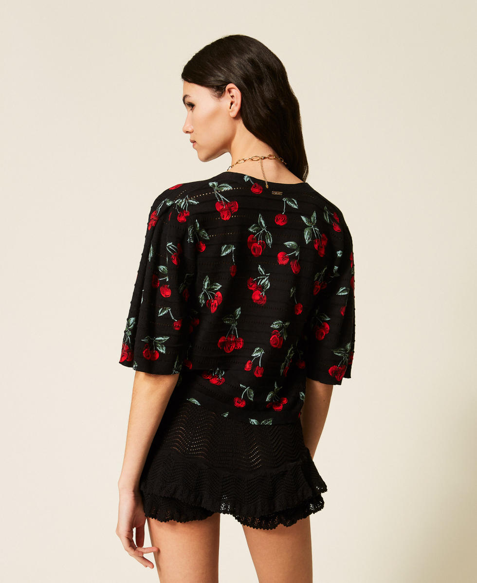 Short en maille avec volants Noir Femme 261TT3053_00006_03