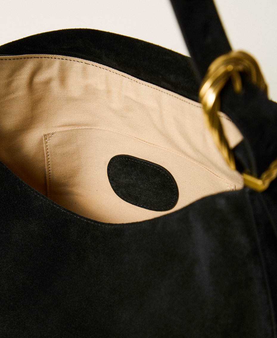Liliane Tasche aus Veloursleder mit Schnallen Schwarz Frau 262TD8240_00006_04