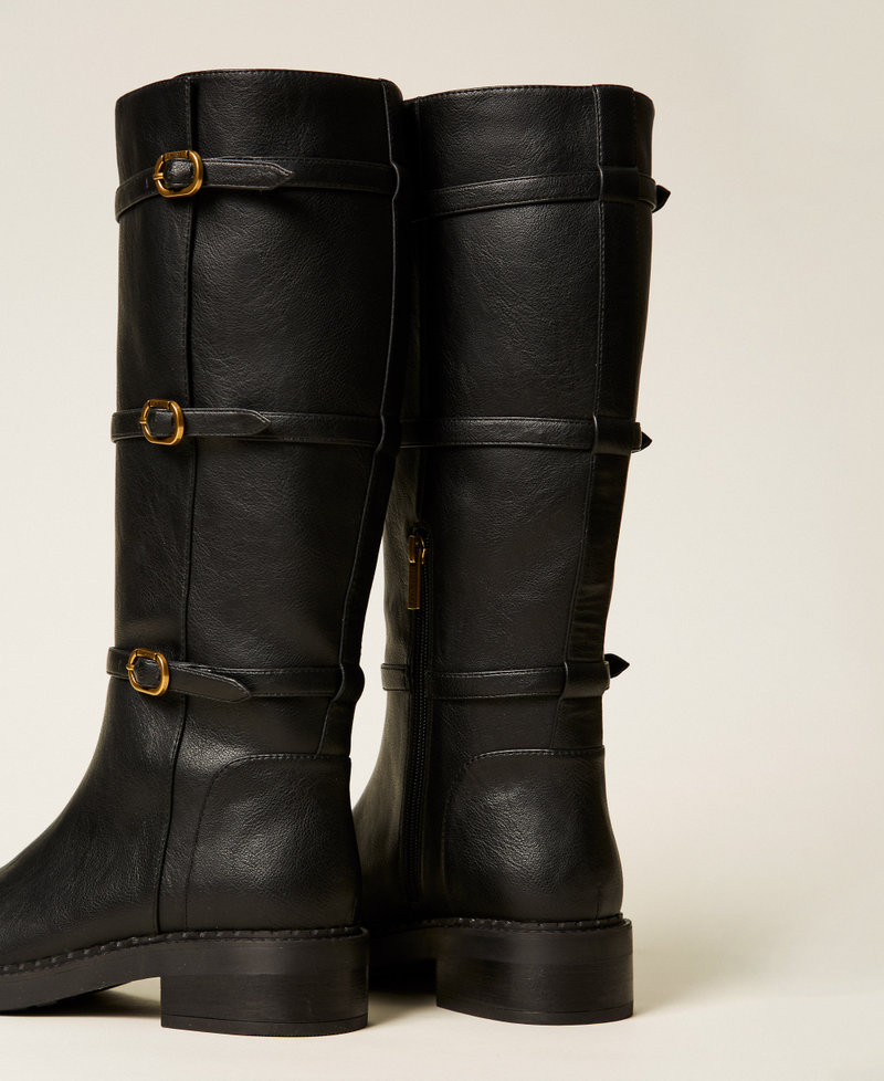 High boots with buckles Black Woman 252TGT090_00006_03