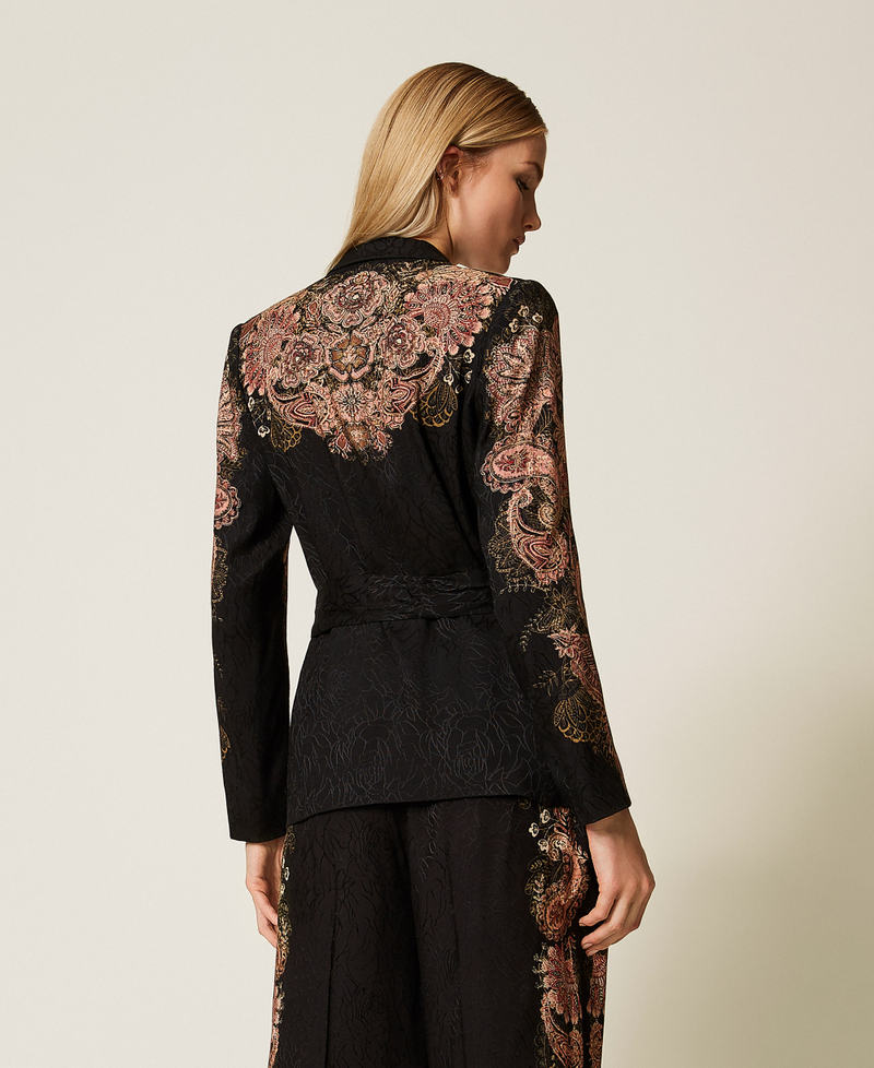Jacquard blazer with print Black/Rust Brown Paisley Print Woman 252TP2040_12742_03