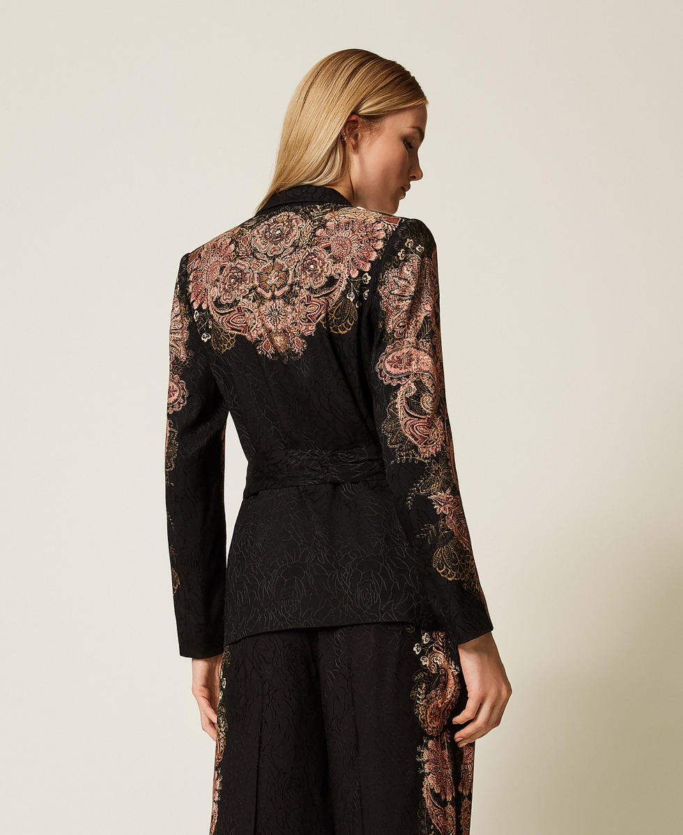 Jacquard blazer with print Black/Rust Brown Paisley Print Woman 252TP2040_12742_03