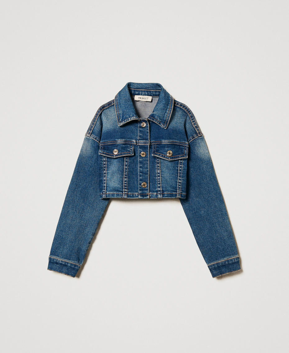 Cropped denim jacket Dark Blue Denim Girl 251GJ2600_12231_S0