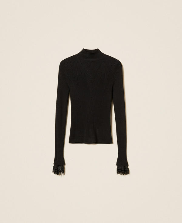 Turtleneck jumper with embroidery