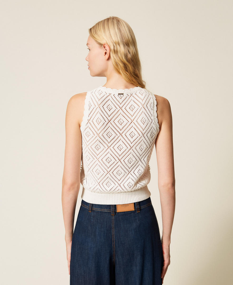 Top en maille avec losanges et perles Nacre Femme 261TP3202_00059_03
